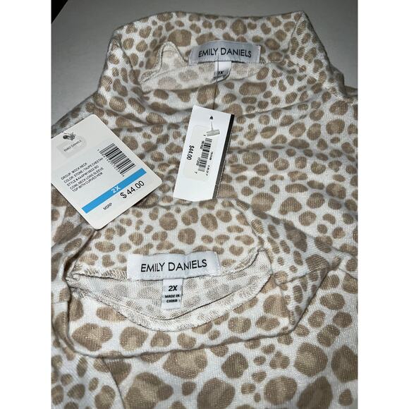 2X Vegan Cashmere Snow Leopard Ultra Soft SWEATER Mockneck Emily Daniels NEW - Picture 6 of 7